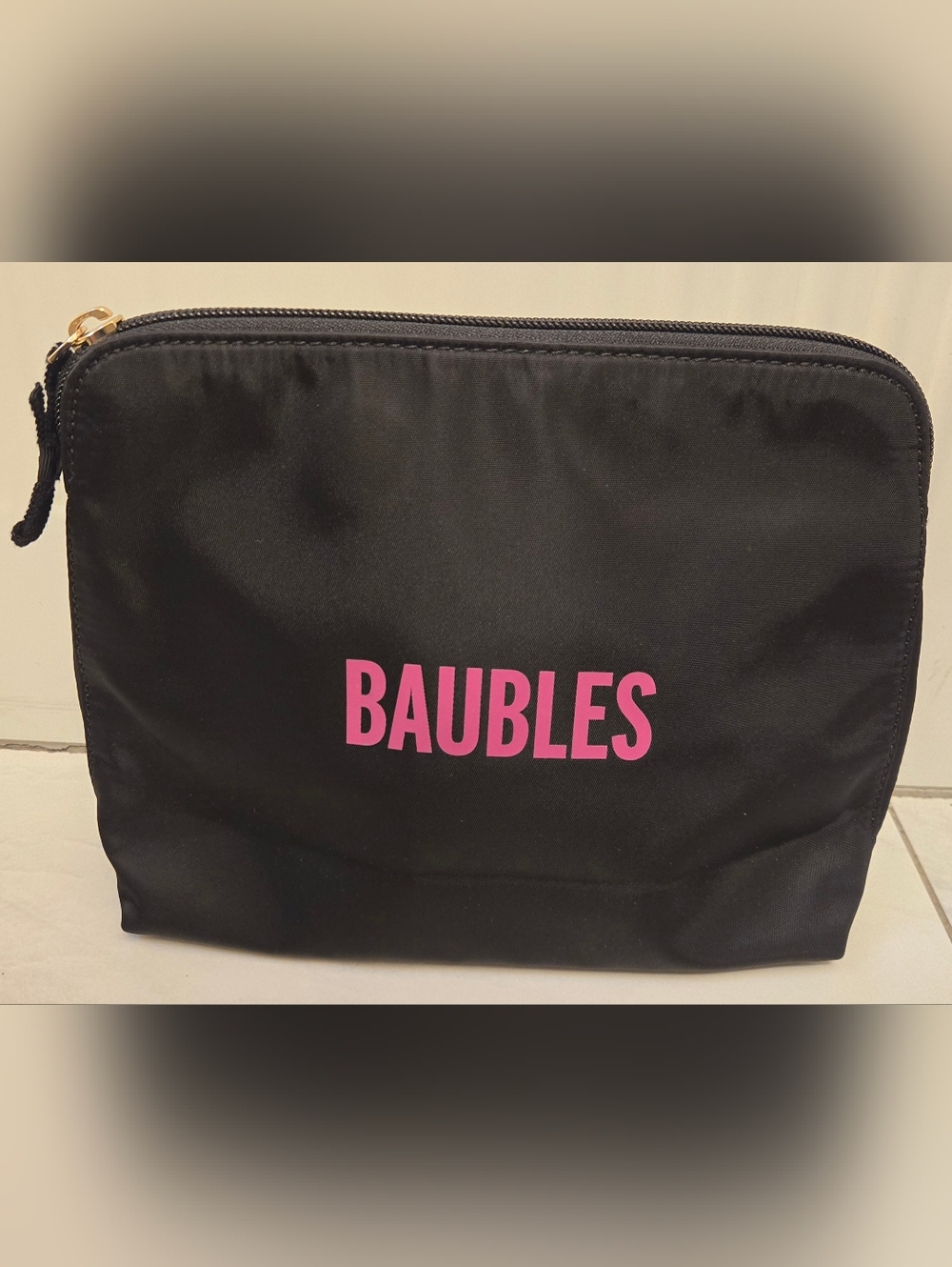 Kate Spade Bon Voyage Baubles Black And Pink Jewelry Pouch Zip Bag